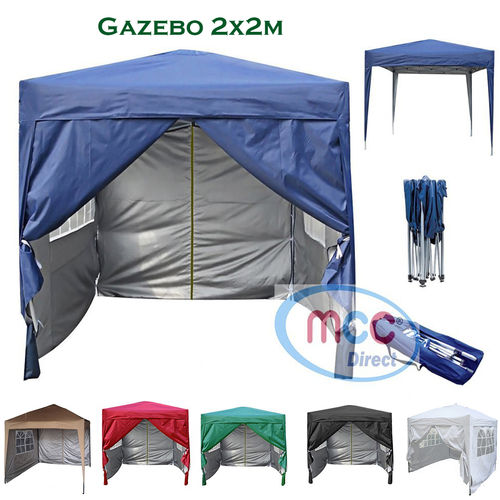 2m x 2m Gazebo Resistant Outdoor Garden Marquee Canopy + side's (Blue)
