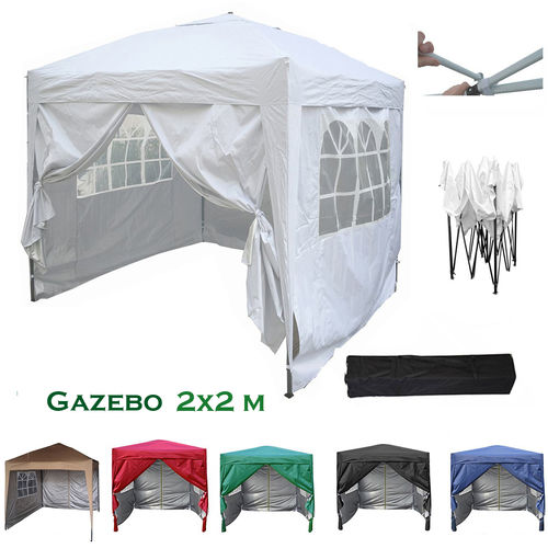 2m x 2m Gazebo Resistant Outdoor Garden Marquee Canopy + side's (White)