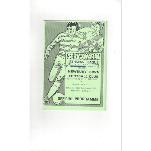 Newbury Town v Slough Town FA Cup Football Programme 1984/85
