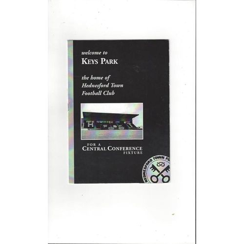 Hednesford Town v Stoke City Reserves Football Programme 1996/97