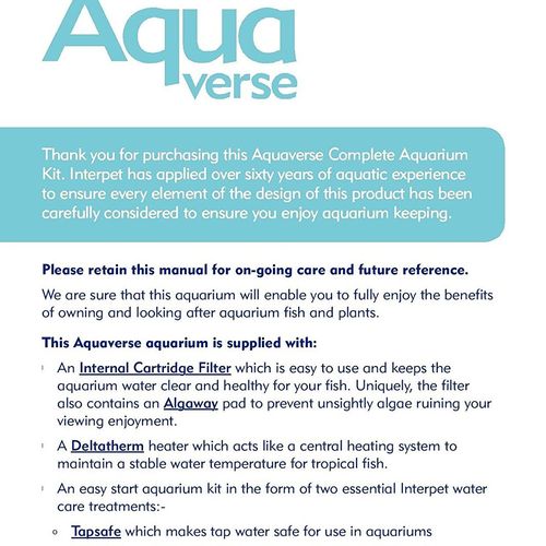 Interpet Aquaverse Glass Aquarium Fish Tank Premium Kit- 65 L