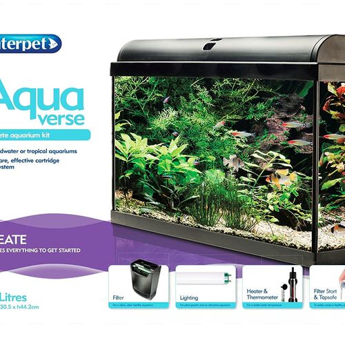 Interpet Aquaverse Glass Aquarium Fish Tank Premium Kit- 65 L