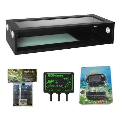 Monkfield Terrainium Kit, 90 cm Length x 38 cm Depth x 20 cm Height, Black