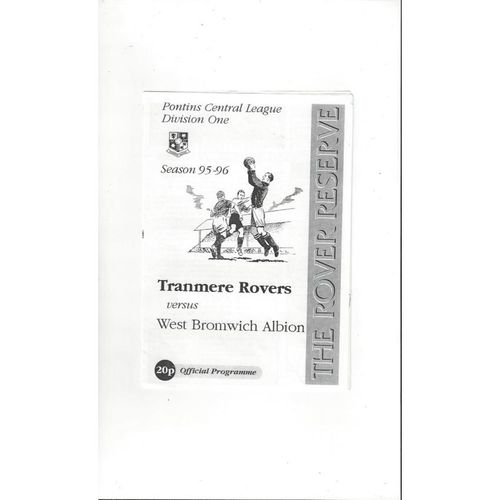 Tranmere v West Bromwich Albion Central League Football Programme 1995/96