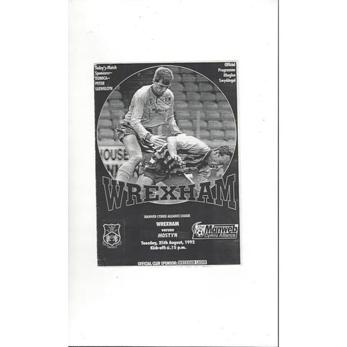 Wrexham v Mostyn Reserves Football Programme 1992/93
