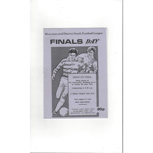 Wrexham Youth League Finals Day Football Programme 1993/94 @ Wrexham