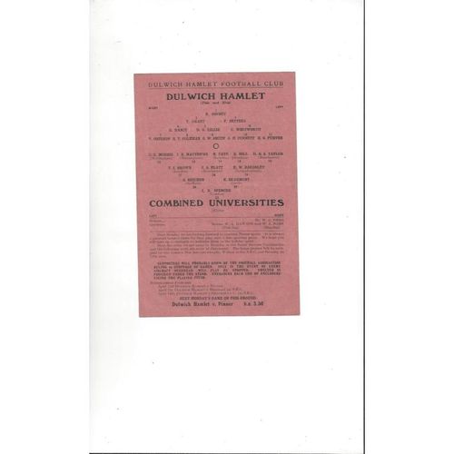 Dulwich Hamlet Home Football Programmes