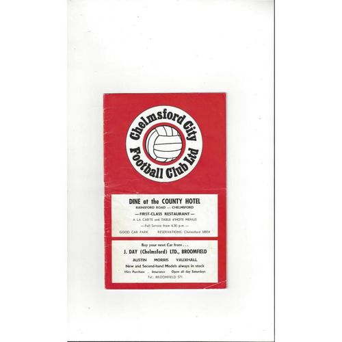 Chelmsford City v Hereford United FA Cup Football Programme 1969/70