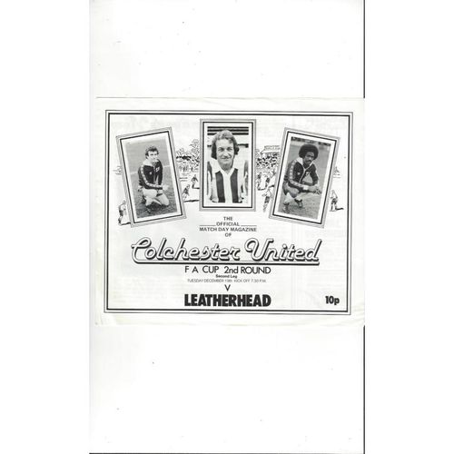 Colchester United v Leatherhead FA Cup Football Programme 1978/79