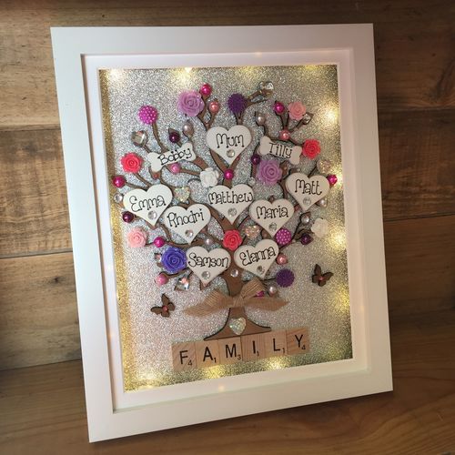 Large LED “ floral “  family tree frame
