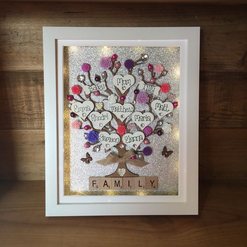 Large LED “ floral “  family tree frame