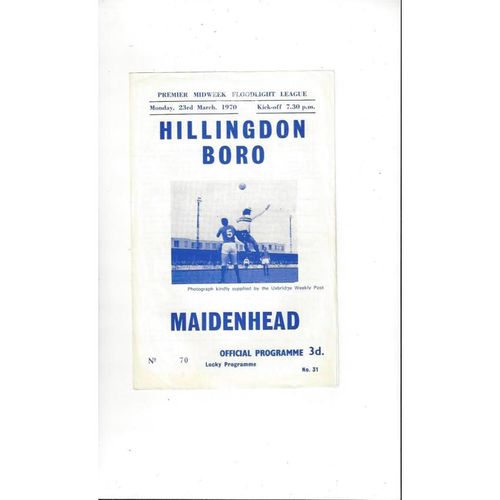 1969/70 Hillingdon Borough v Maidenhead Football Programme
