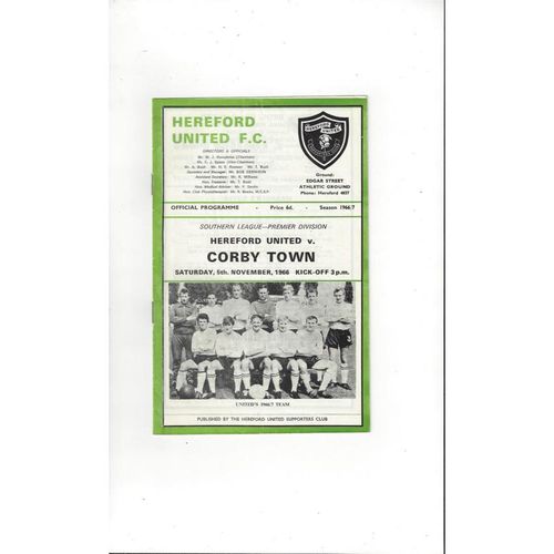 1966/67 Hereford United v Corby Town Football Programme