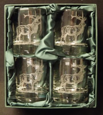 Engraved Whisky Glasses x 4