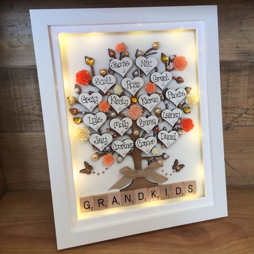 Large LED “ floral ” family tree frame