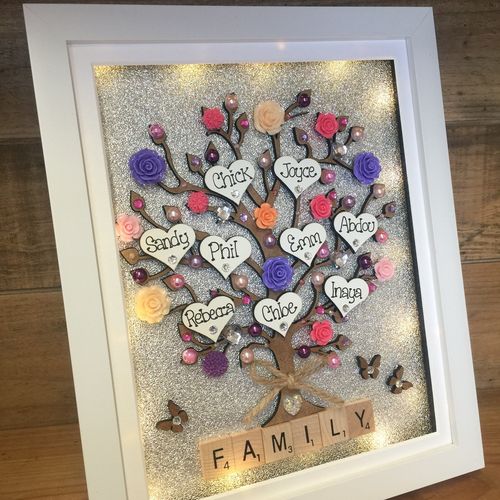 Large LED “ floral “  family tree frame