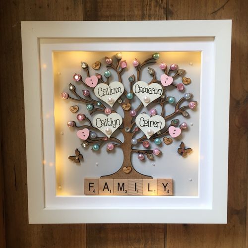 “Hearts & Buttons” Family Tree Frame