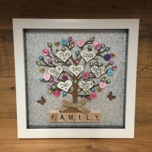 “Hearts & Buttons” Family Tree Frame