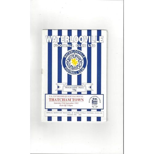 Waterlooville v Thatcham Town FA Cup Football Programme 1993/94