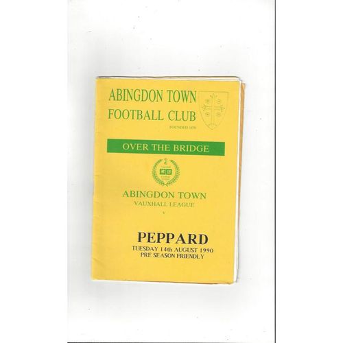Abingdon Town v Peppard Friendly Football Programme 1990/91