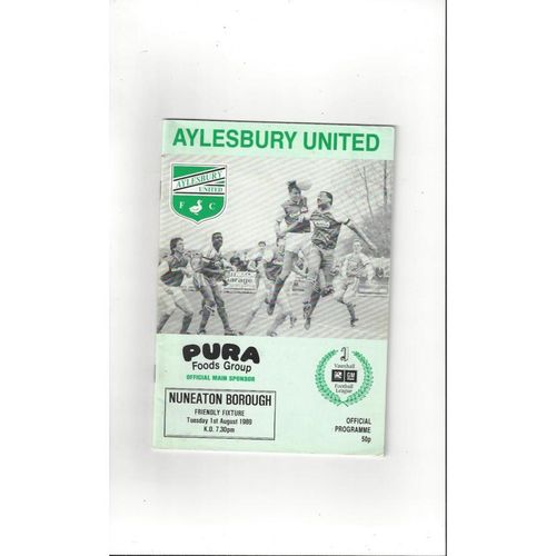 Aylesbury United v Nuneaton Borough Friendly Football Programme 1989/90