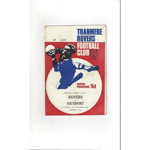 1969/70 Tranmere Rovers v Southport Football Programme
