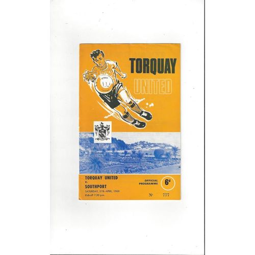 1967/68 Torquay United v Southport Football Programme