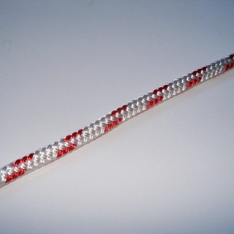 12MM Double Braid Polyester. White with Red Fleck