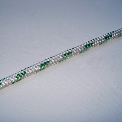 12MM Double Braid Polyester. White with Green Fleck