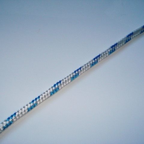 12MM Double Braid Polyester. White with Blue Fleck