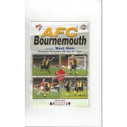 Bournemouth v West Ham United Friendly Football Programme 1997/98