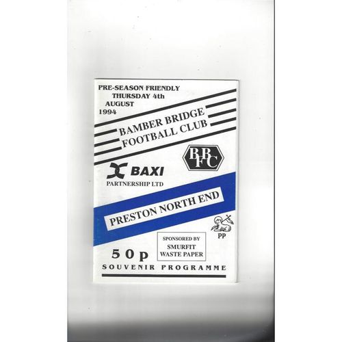 Bamber Bridge v Preston Friendly Football Programme 1994/95