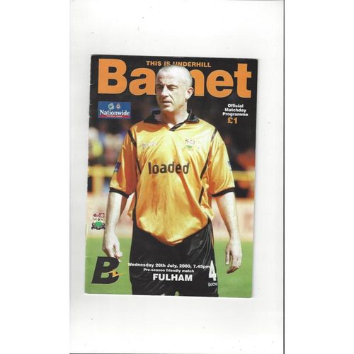 Barnet v Fulham Friendly Football Programme 2000/01