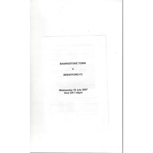 Basingstoke Town v Brentford Friendly Football Programme 2007/08