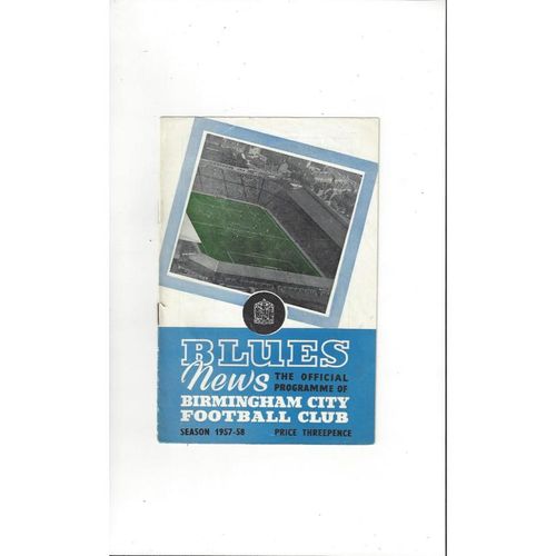 Birmingham City v Sampdoria Friendly Football Programme 1957/58