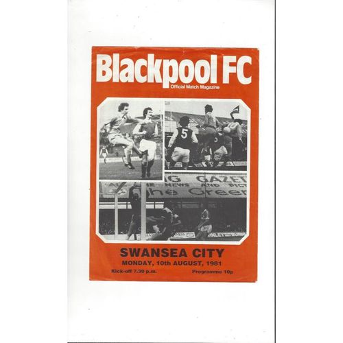 Blackpool v Swansea Friendly Football Programme 1981/82