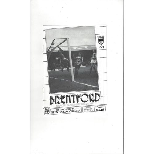 Brentford v Chelsea Friendly Football Programme 1991/92