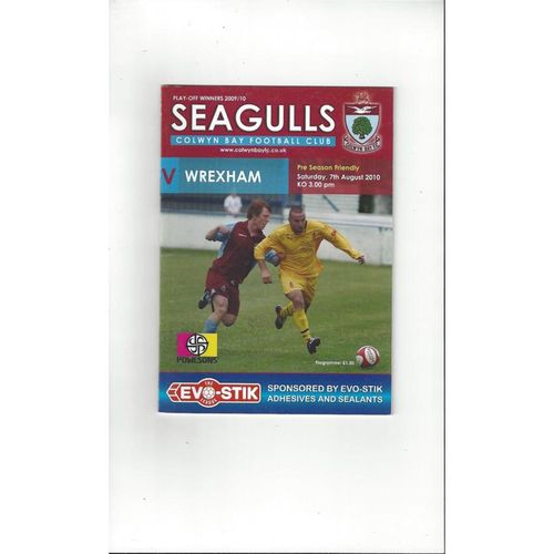 Colwyn Bay v Wrexham Friendly Football Programme 2010/11
