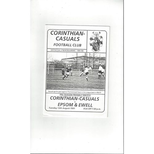 Corthinthian Casuals v Epsom & Ewell Friendly Football Programme 1991/92