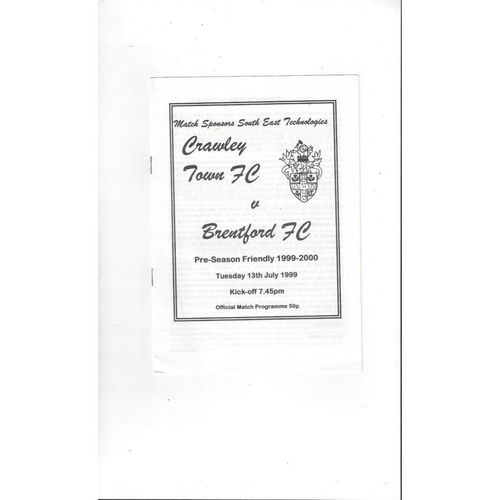 Crawley Town v Brentford Friendly Football Programme 1999/00