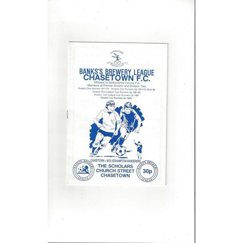Chasetown v Wolves Friendly Football Programme 1988/89