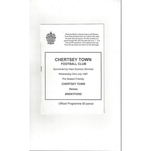 Chertsey Town v Brentford Friendly Football Programme 1997/98