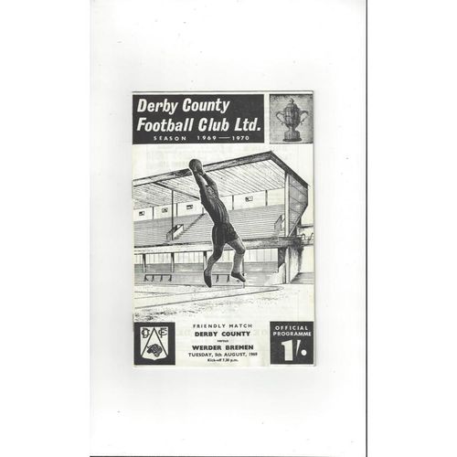 Derby County v Werder Bremen Friendly Football Programme 1969/70