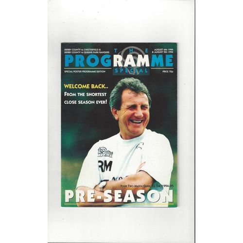 Derby County v Chesterfield & QPR Friendly Double Football Programme 1994/95
