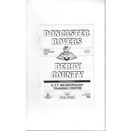 Doncaster Rovers v Derby County Friendly Football Programme 1992/93