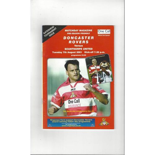Doncaster Rovers v Scunthorpe United Friendly Football Programme 2001/02