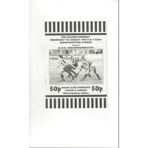 Dorchester Town v Bournemouth Friendly Football Programme 1996/97