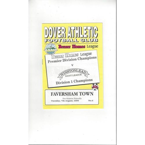 Dover v Faversham Town Friendly Football Programme 1990/91