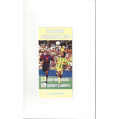 Den Haag v Derby County Friendly Football Programme + Team Sheet 2000/01