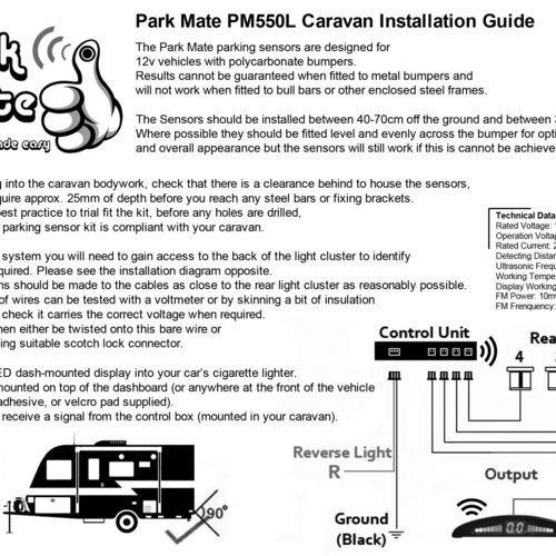 Caravan Wireless LED Display Parking Sensor Kit PM550L